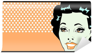 Cropped Woman Face Pop Art Comic Banner With Eyes Wide - Girl (400x400)