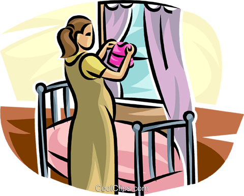 Mãe De Espera Trabalhar Na Creche Livre De Direitos - Clip Art (480x385)