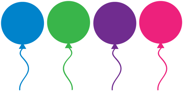 Party Decor - 4 Balloons Clipart (600x298)