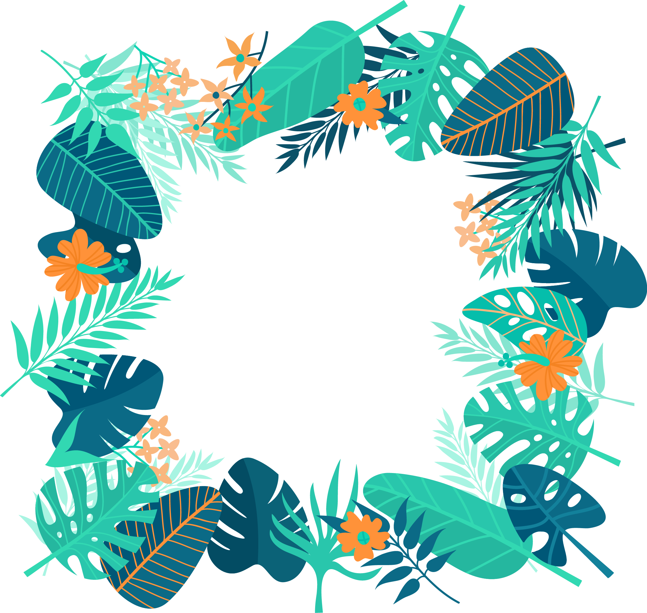 Tropics Euclidean Vector - Tropical Jungle Floral Banana Monstera Bathmat (2242x2124)