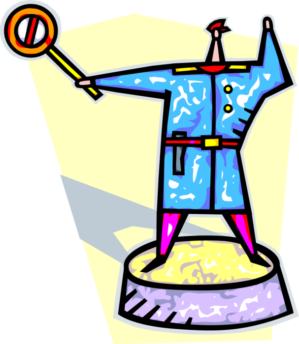 Vector Illustration Of Traffic Cop Policeman Directing - Vector Illustration Of Traffic Cop Policeman Directing (607x700)