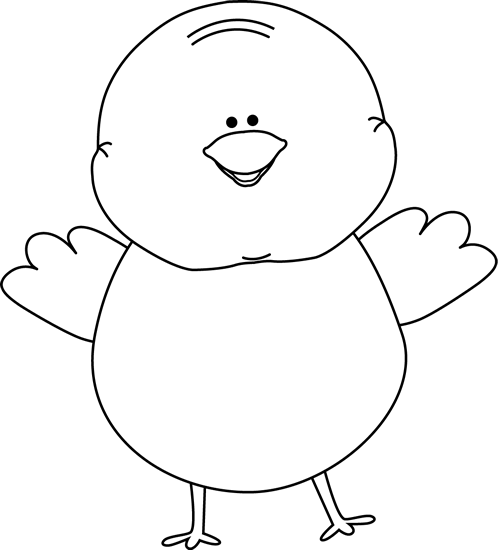 Black And White Happy Easter Chick - Easter Chick Clip Art Black And White (498x550)