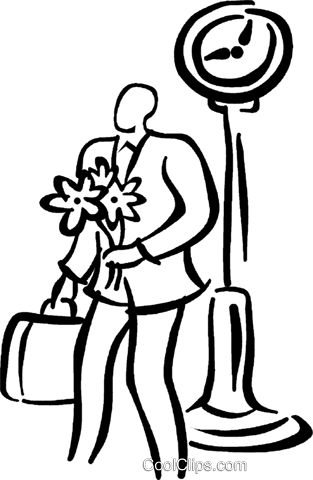 Man Standing With A Bouquet Of Flowers Royalty Free - Uhr (313x480)