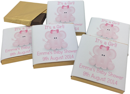 Cute Pink Elephant Personalised Chocolate Baby Shower - Baby Shower (500x500)