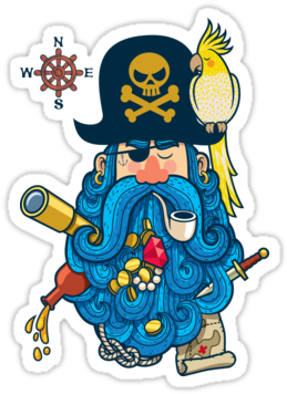 Portrait Of Cartoon Pirate With Big Beard - Color-changing Kid's Crew Tee - Pirate Beard (375x360)