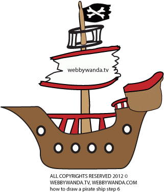 Pirate Ship Artlesson - Drawing (409x395)