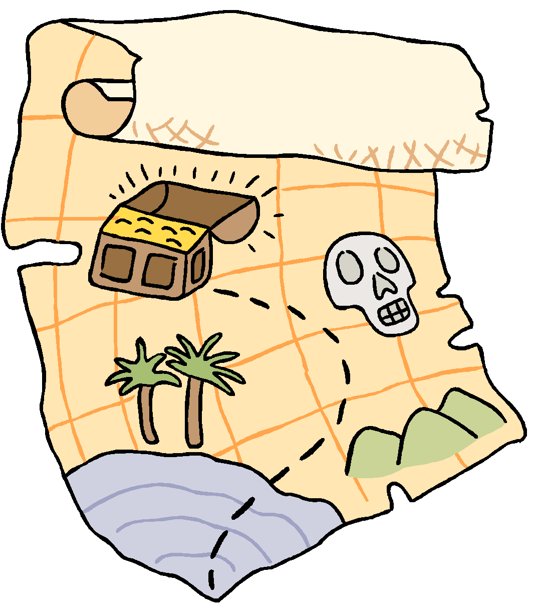 Cartoon Pirate Treasure Map - Map To Find Gold (1050x1182)
