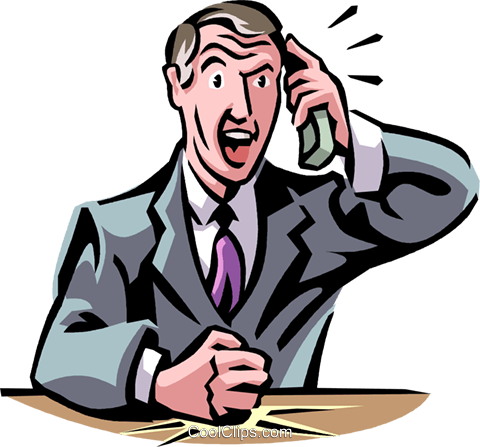 Businessman Talking On The Telephone Royalty Free Vector - Someone Yelling At Someone (480x447)