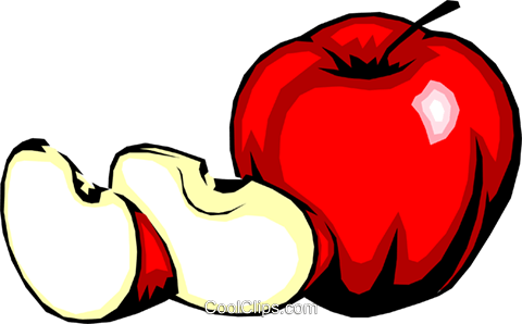 Apple With Slices Royalty Free Vector Clip Art Illustration - Apple Slice Clipart Png (480x298)