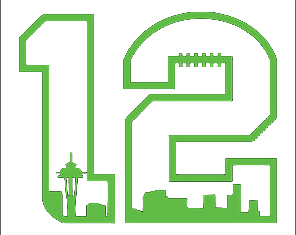 12th Man Decal With Space Needle Decal - Seahawks 12th Man (1000x794)