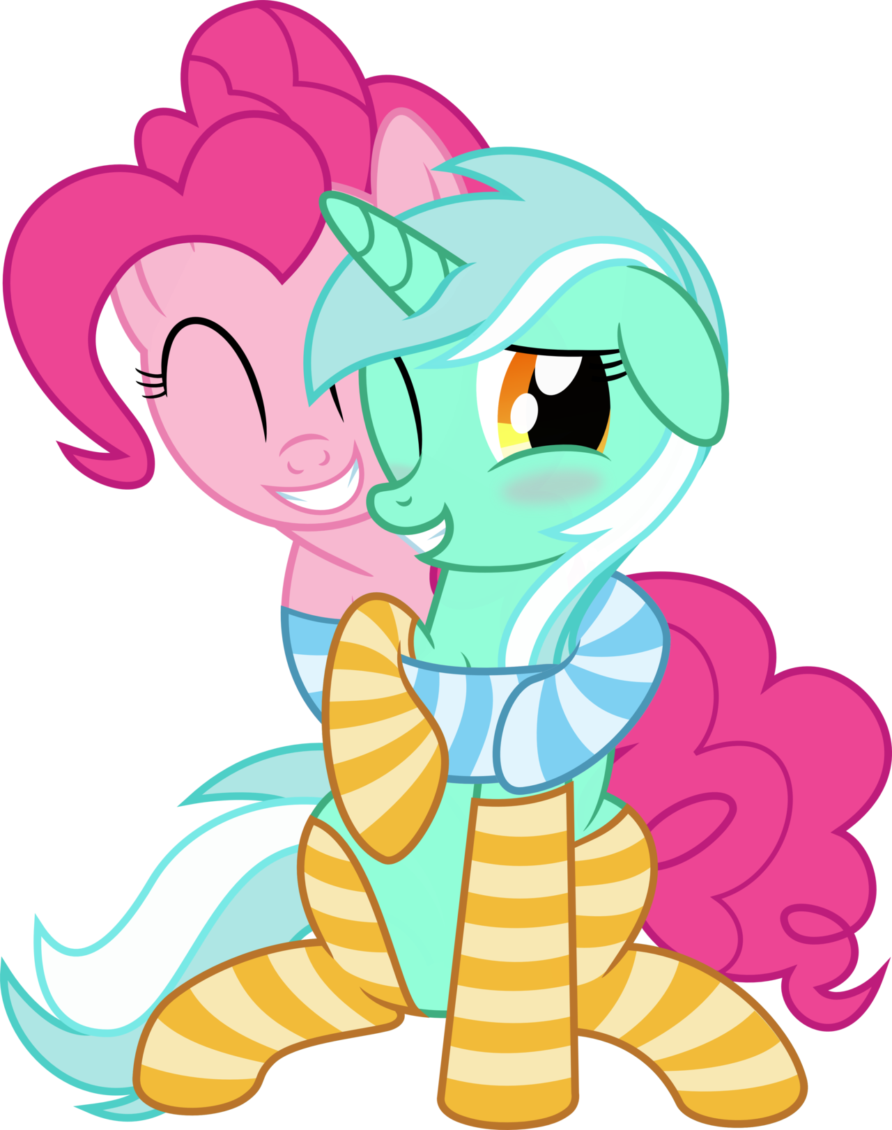 Pinkie And Lyra By Vaderpl - Hug (1280x1622)
