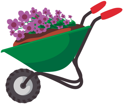 Wheelbarrow Cartoon - Gardening Tools Clipart (512x512)