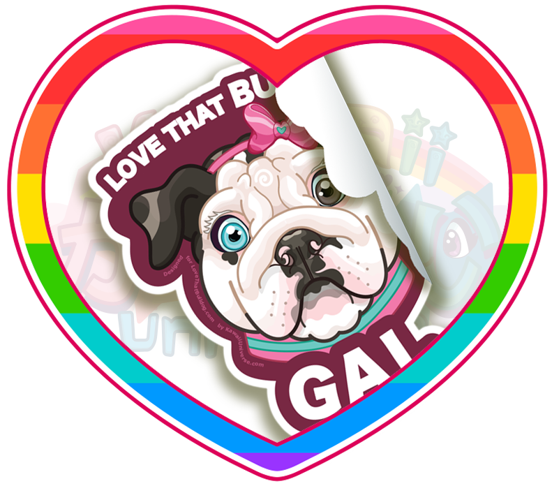 Kawaii Universe Love That Bulldog Gal Denali Sticker - Car (800x800)