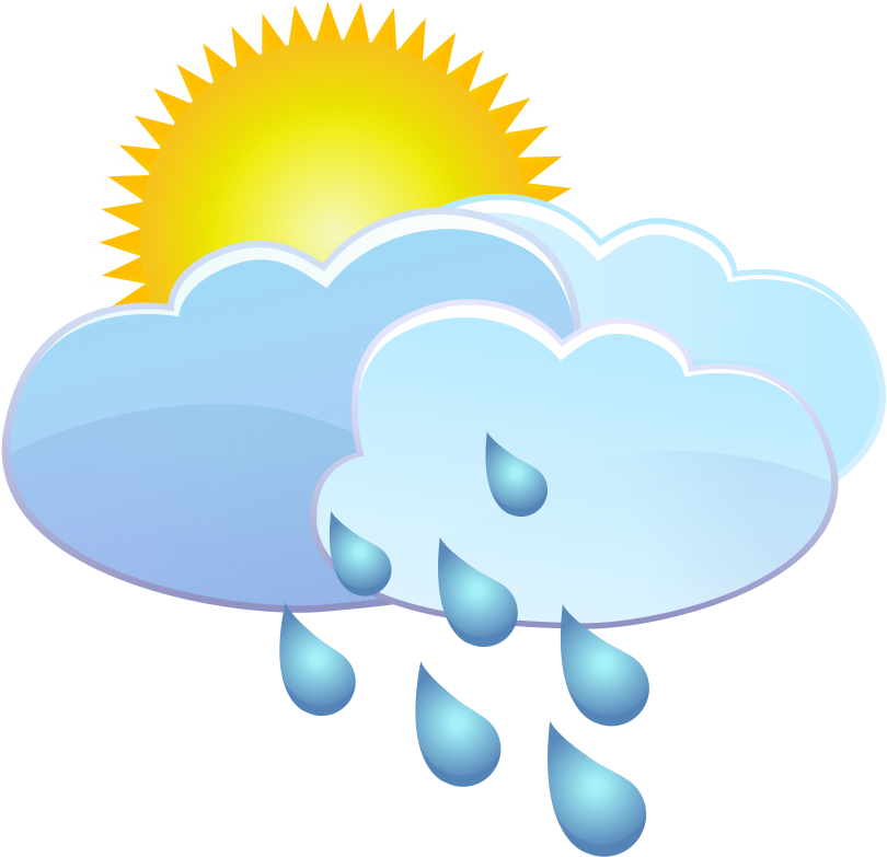 Free Png Clouds Sun And Rain Drops Weather Icon Png - Rain Sun Png (850x825)
