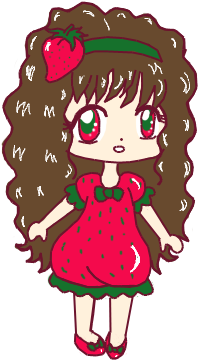 Chibi Strawberry Girl By Rinrainbows - Chibi Strawbery Girl Transparent Png (340x440)