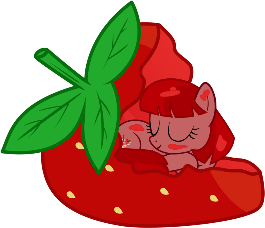 Sleepy Strawberry In A Strawberry By Vectorvito - Sleepy Strawberry In A Strawberry By Vectorvito (938x852)