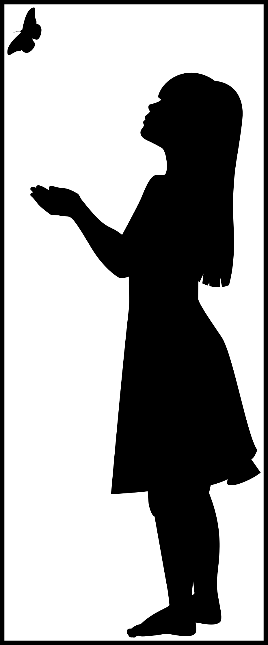 Awesome Little Girl And Butterfly Silhouette By Gdj - Little Girl Silhouette Png (928x2234)