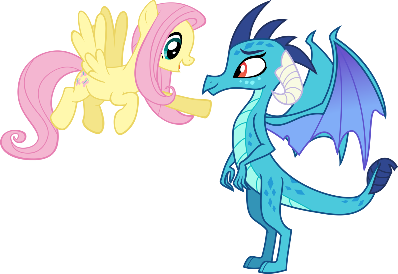 Ninjashadow-x, Dragon, Dragoness, Duo, Female, Fluttershy, - Fluttershy (1280x881)
