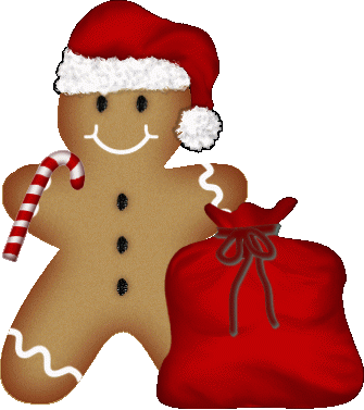 Deluxe Santa Bag Clipart- - Christmas Gingerbread Man Clip Art (335x377)