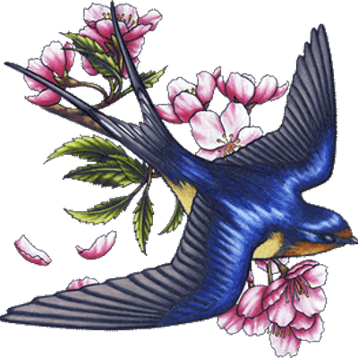 Golondrina - Swallow Tattoo With Flowers (400x400)