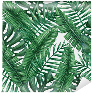 Fotomural Palmera Tropical De La Acuarela Deja Patrón - Suabo Polyester Waterproof Fabric Shower Curtain Decorative (400x400)