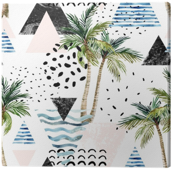 Cuadro En Lienzo Ilustración De Arte Con Palmera, Doodle, - Illustration (400x400)