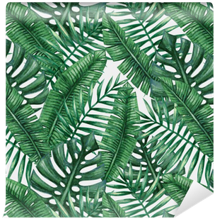 Papel Pintado Palmera Tropical De La Acuarela Deja - 18x18inch European Style Green Tropical Plants Cotton (400x400)