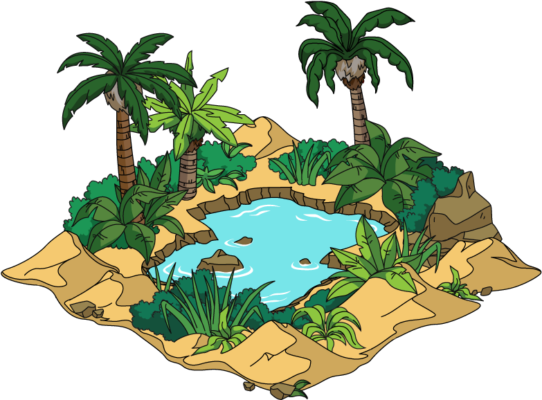 Desert Oasis Drawing - Oasis Desert Drawing (820x613)