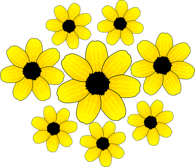 Sunflowers, Flowers, Blossom, Bloom - Small Flowers Clip Art (397x340)