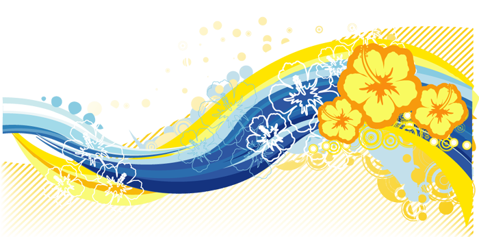 Flower Wall Mural - Yellow & Blue (700x346)