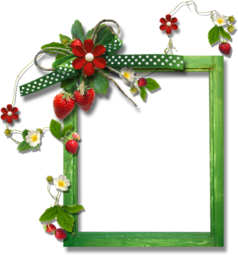 Strawberries And Green Frame - Strawberries And Green Frame (800x906)