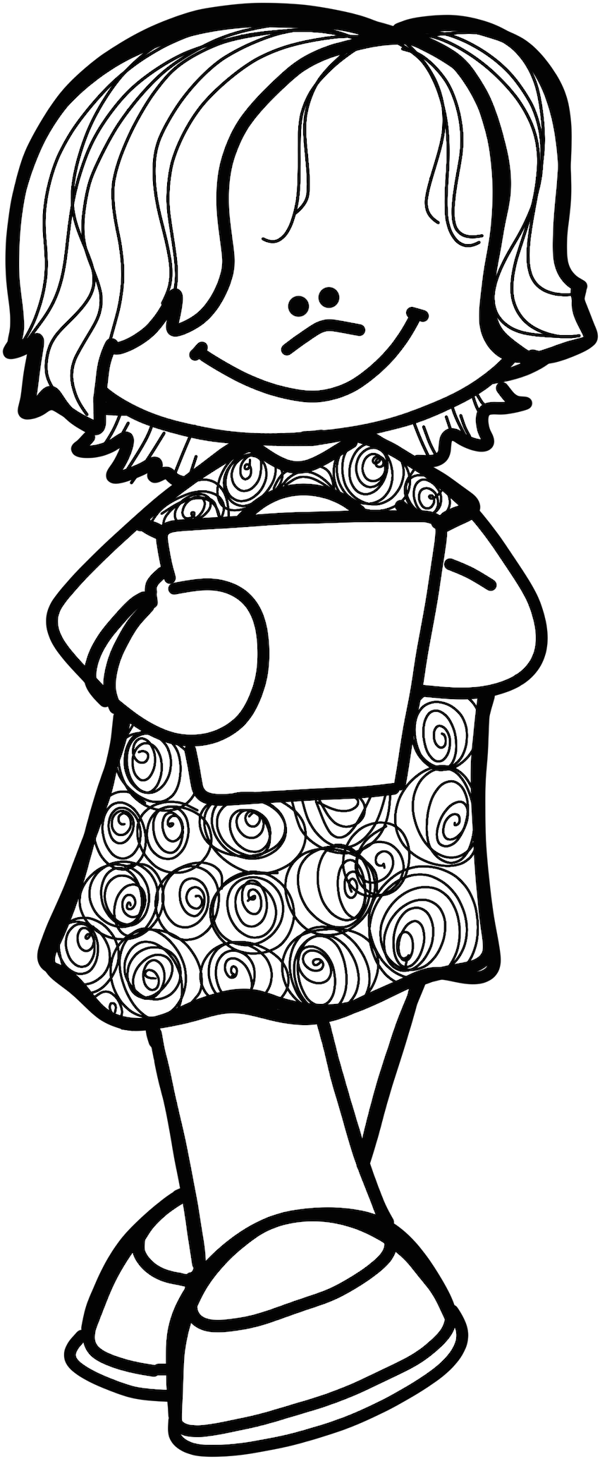 Black And White School Education Clip Art - Maestra Melonheadz Blanco Y Negro (878x2100)