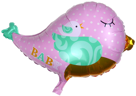 24 Inch Birdie Mylar Balloon Pink For Baby Shower - Inflatable (500x500)