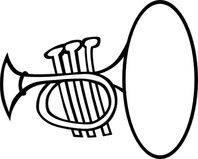 Coloring Trend Thumbnail Size Trumpet Tie Clip Silly - Instrument Clipart Black And White (400x322)
