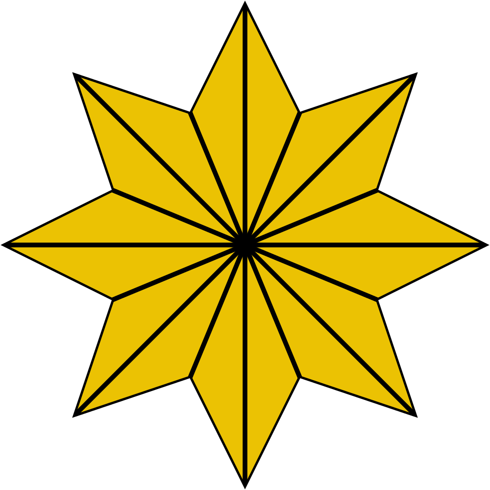 Eight-pointed Star 16 Radial Lines - 8 Pointed Star Png (1024x1024)