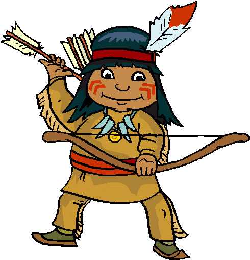 Native American With Bow And Arrow - Cartoon Image Of Indian (490x509)