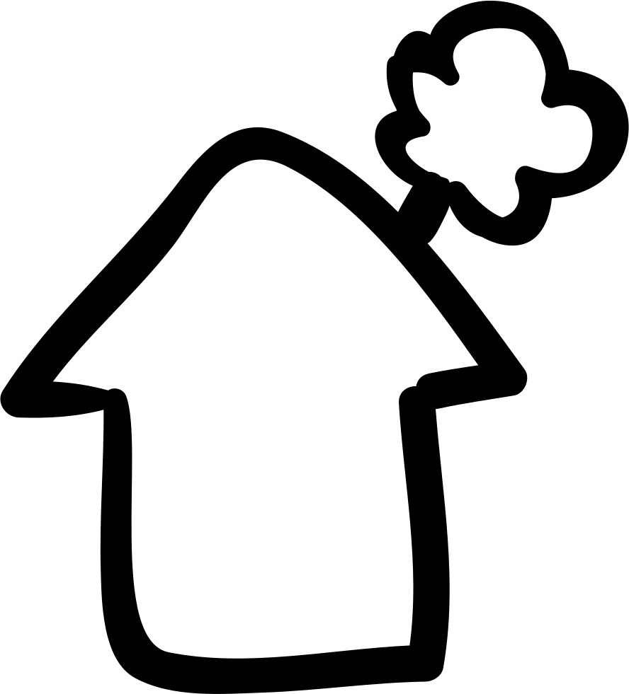 House With Smoking Chimney Hand Drawn Rural Mountain - Casa Con Chimenea Png (888x981)