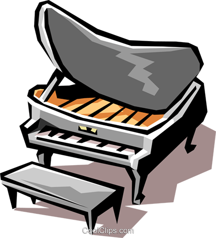 Grand Piano Royalty Free Vector Clip Art Illustration - Klavier Zeichnung (437x480)