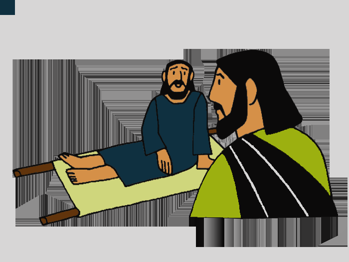 Man Lowered Through The Roof Jesus Heals The Paralytic - Cartoon (700x525)