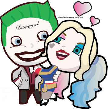 Harley Quinn Batman Joker Dc Comics - Joker And Harley Quinn Stickers (356x361)