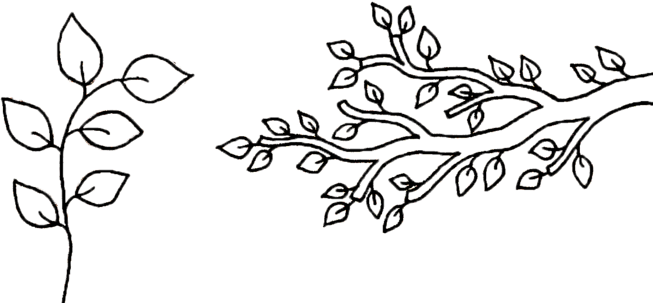 Free Digital Stamps - Tree Branch With Leaves Drawing (1417x686)