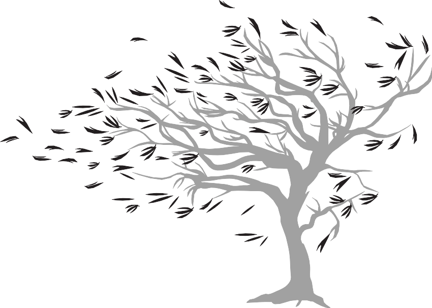 Windy Tree Wall Sticker - Simple Design Wall Painting (850x606)