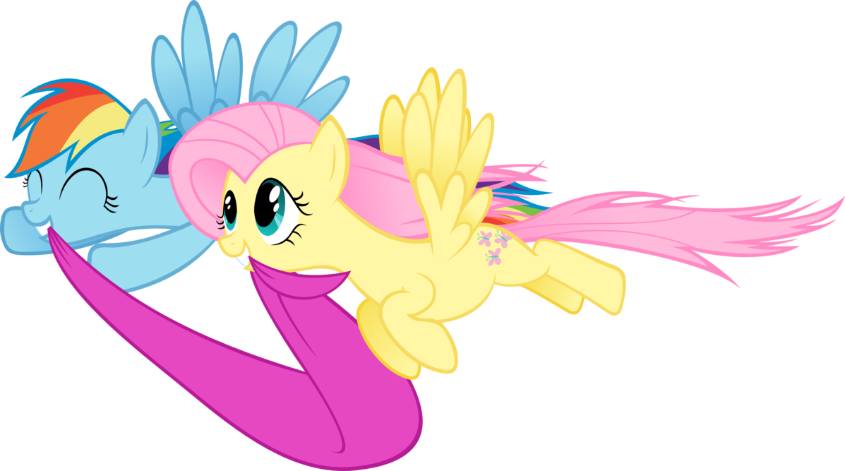 Red Ribbon Thingie By Kurokaji11 - Rainbow Dash And Fluttershy (1197x667)