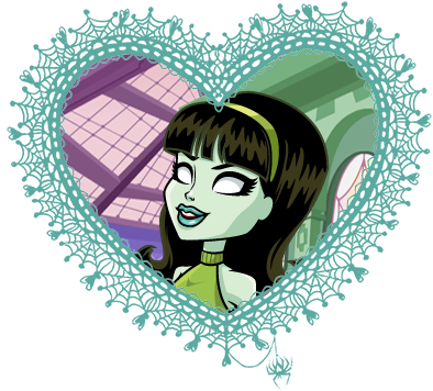 Monster High Valentines In Spider Web Hearts - Heart Frame Black And White Png (400x368)