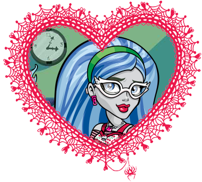 Monster High Valentines In Spider Web Hearts - Monster High Ghoulia Yelps (400x368)
