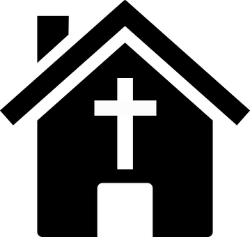 House Icon Silhouette Cross Religious Symb - Home Clipart (359x340)