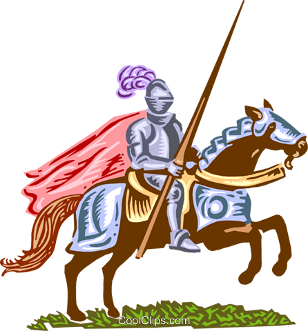 Medieval Knight Royalty Free Vector Clip Art Illustration - Knight On A Horse Clipart (446x480)
