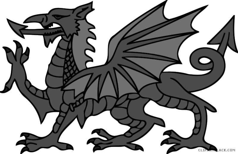 Impressive Dragon Animal Free Black White Clipart Images - National Animal Of Wales (800x518)