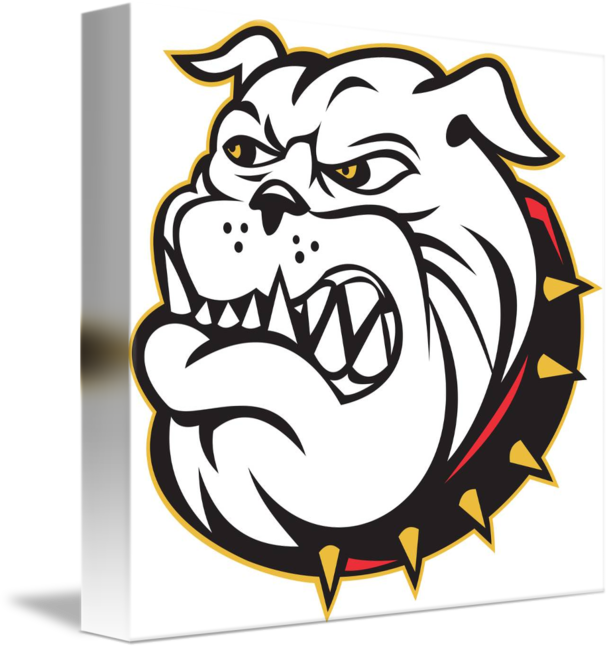 Bulldog Dog Mongrel Padlock Shield Retro Card (611x650)