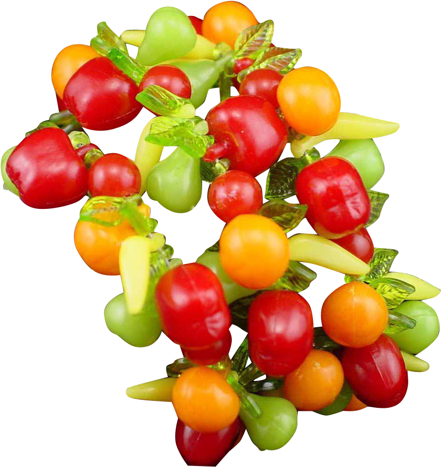 Large Vintage Colorful Fruit Salad Wrap Bracelet - Cherry Tomatoes (938x938)